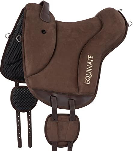 Equinate Reitpad Newfield aus synthetischem Wildleder Pferd Braun - Bareback Pad mit pflegeleichter Neopren Unterseite - Reitkissen Baumloser Sattel von Equinate