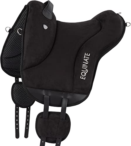 Equinate Reitpad Newfield aus synthetischem Wildleder Pferd Schwarz - Bareback Pad mit pflegeleichter Neopren Unterseite - Reitkissen Baumloser Sattel von Equinate