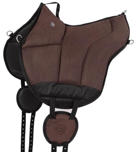 Equinate Reitpad Toledo aus Mikrofaser Braun - Bareback Pad mit pflegeleichter Neopren Unterseite - Reitkissen Baumloser Sattel von Equinate