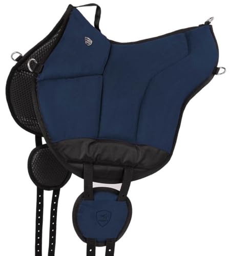 Equinate Reitpad Toledo aus Mikrofaser Navy - Bareback Pad mit pflegeleichter Neopren Unterseite - Reitkissen Baumloser Sattel von Equinate