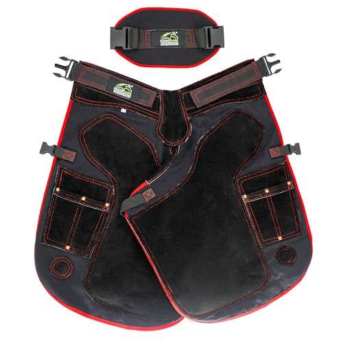 Equine Care 68,6 cm lange Hufschürze, 71,1–132,1 cm Taille, Rindsleder und Segeltuch, 4 Hufmessertaschen, 2 Hufnagelmagnete, Air-Mesh – Huftier-Werkzeuge für Pferdeschuhen und Huftrimmen. von Equine Care