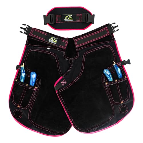 Equine Care Farrier Schürze für Damen, Rindsleder, Segeltuch, 4 Hufmessertaschen, 2 Magnete, Rückenstütze, verstellbare Taille von 71,1 - 132,1 cm, Hufschneidewerkzeug für Pferdeschuh- und Huftrimmen, von Equine Care