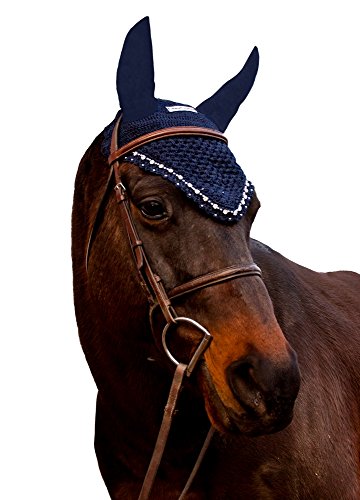 Equine Couture Fliegen Motorhaube mit Kristallen – Marineblau von Equine Couture