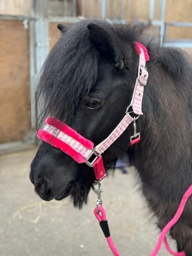 EQUIPRIDE Halfter und Leine, Straßenset, Kunstfell, Einhorn-Druck, Rosa, Full-M Bettlaken (Cob) von Equipride