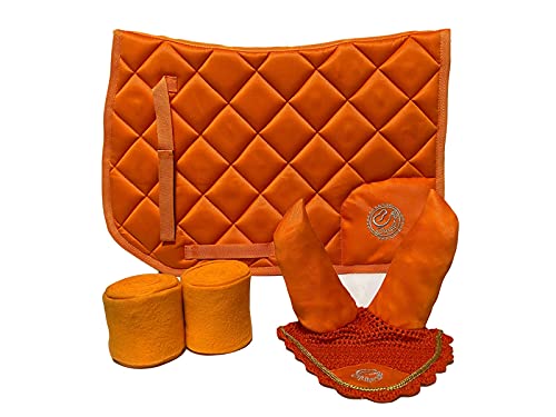 Equipride AP/GP Schabracken-Set mit passendem Fliegenschleier & Bandagen Orange (Pony) von Equipride