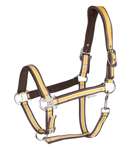 Equipride Anatomisches Nylonhalfter, gepolstert, bequem, verstellbar, Pony, Sunshine/Taupe von Equipride