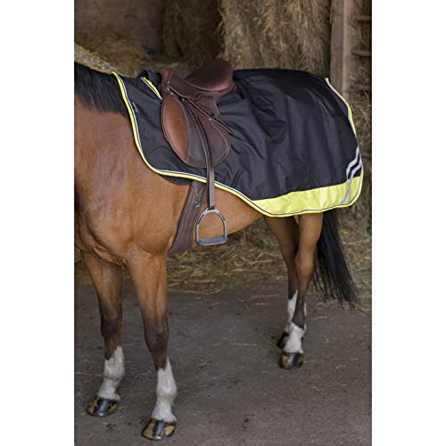 Equipride Equithème Reflektierende Pferdedecke, 600D RIP-STOP schwarz/gelb (125 cm) von Equipride