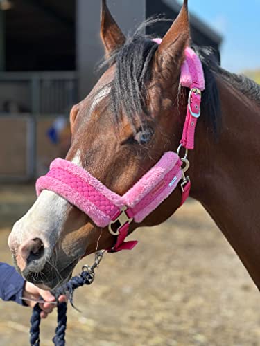 Equipride Glänzendes Halfter mit kleinen glitzernden Sternen, Kunstfell-Futter, Shetland, Rosa von Equipride