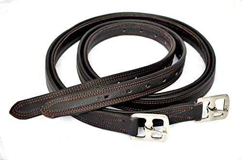 Equipride Leder-Steigbügel für Sättel Denver, Nicht dehnbar, Nylonkern, gebunden, Schwarz/Braun (121,9 cm) von Equipride