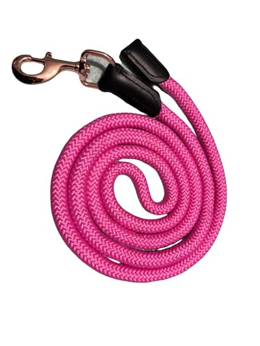 Equipride Luxus-Führstrick für Halfter mit Leder, 18 mm dick, Roségold-Karabiner (Pink) von Equipride