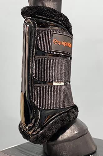 Equipride Pferde-Bürstenstiefel glitzerndes Glitzermaterial XL bis Pony (X Full (XL), Schwarz von Equipride