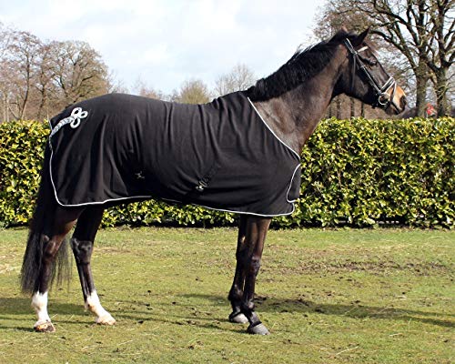 Equipride QHP Fleece-Teppich mit Ornamenten, Größe 1,2-2,1 cm, Schwarz/silberfarben von Equipride