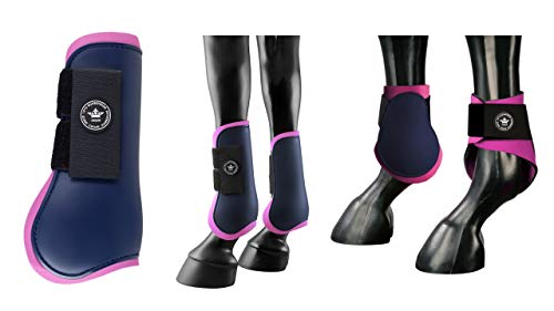 Equipride Tendon Stiefel-Set, stoßdämpfend, zweifarbig, Pink / Marineblau (Pony) von Equipride