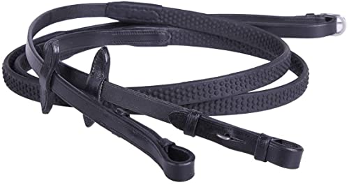 Equipride Zügel aus Leder mit super Grip, rutschfest für Zaumzeug, sehr flexibel (voll, schwarz) von Equipride