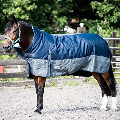 Equitack 1200 Denier Pferdedecke Outdoor Winterdecken Weidedecke mit 100 G Füllung Highneck Navy/Grau 135cm von Equitack