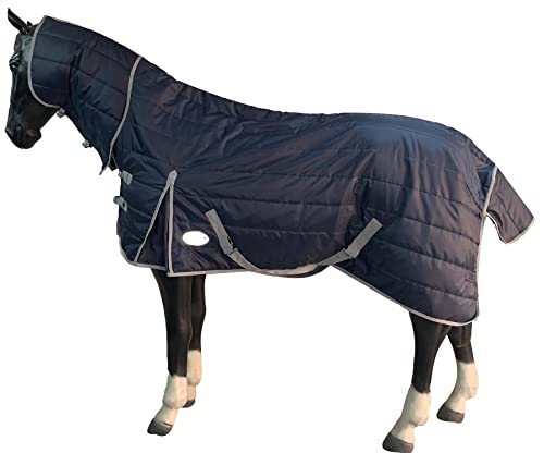 Equitack 210D Stalldecke Pferdedecke Winterdecke mit Hailsteil 200G Füllung Navy 125cm von Equitack