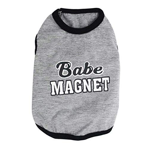 EraAja Baby Magnet Baumwolljersey Weste Haustierkleidung M Hunderegenmantel Mit Integriertem Geschirr (Grey, One Size) von EraAja