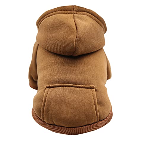 EraAja Puppy Fall for Small Fleece Boy Winter Dogs Hoodie Warmer Hundepullover mit Tasche Medium Mädchenkleidung Haustierkleidung Winterpulli Hund (Brown, S) von EraAja