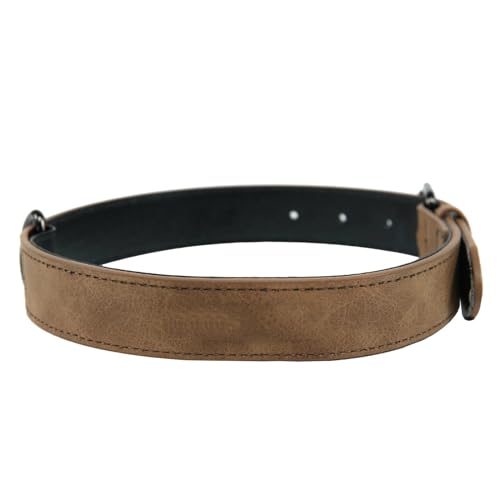 Hundehalsband aus PU-, verstellbar, weich gepolstert, für kleine, mittelgroße und große Hunde Doggen Halsband (Coffee, XS) von EraAja