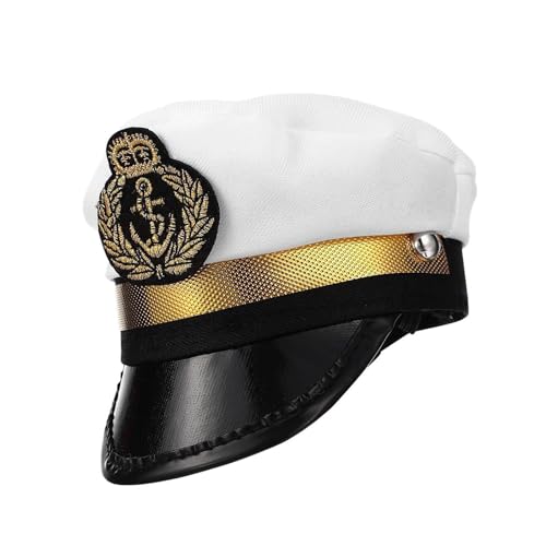 Erconsso Captain Hut für Hund, Haustier Sailor Hut - Verstellbarer String Captain Dog Hat Cosplay | Party Kopfbedeckung mit Kopfschmuck, Haustierbedarf für Katzenpuppen -Marine Halloween Cosplay von Erconsso