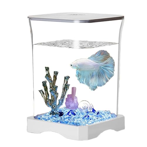 Erconsso Fischtank, Betta Fish Tank Kit,Tabletop Aquarium - Kleines Betta -Fischtank -Starter -Kit mit rechteckigem Aquarium für LED -Lampen für die Tischdekoration von Erconsso