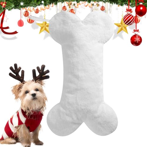 Erconsso Haustier-Weihnachtsstrumpf – Knochenform, Plüschstrümpfe, Tasche, Weihnachtsstrumpf, Weihnachtssocke, Dekoration, Süßigkeitenhalter, Strumpfdekoration für Hunde und Katzen von Erconsso