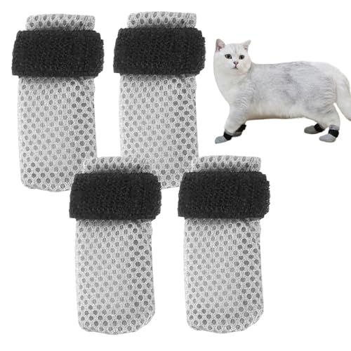 Erconsso Katzenstiefel, Pfotenabdeckungen,rutschfeste, atmungsaktive Pfotenabdeckungen | Katzenfußabdeckungen für Katzen, Katzenkrallenschutz, Katzenkrallenabdeckungen 4X zum Baden von Haustieren und von Erconsso