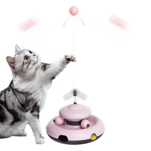 Erconsso Rotierende Katzen Teaser, interaktive Katzenstabspielzeug - Buntes Track Interactive Cat Toy | Tragbarer Tieranreicherungsball, lustige Haustiervorräte für Zuhause, Reisen von Erconsso