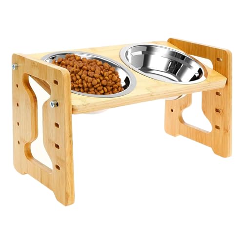 Erhöhter Hundenapf mit verstellbarem Ständer, verstellbarer, erhöhter, geneigter Hundenapf, ergonomischer rutschfester Boden, für mittelgroße und große Hunde Erhöhter Hundenapf mit verstellbarem Ständer, verstellbarer, erhöhter, geneigter Hundenapf, ergonomischer rutschfester Boden, für mittelgroße und große Hunde von Erconsso