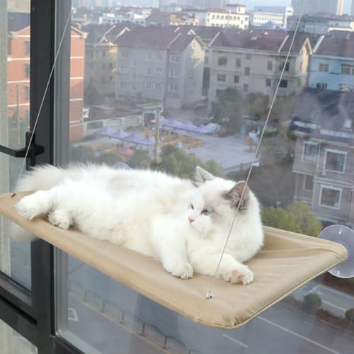 Katzen-Fenster-Hängematten-Sitzstange, Katzen-Fensterstange mit 4 starken Saugnäpfen, Sicherheitskatzen-Fensterbett, platzsparende Katze, sonniger Fenstersitz für den Innenbereich, großes von Erconsso