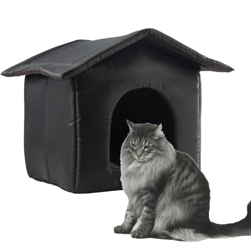 Katzenhaus Für Draußen, Winterfest Wasserdicht Wetterfester Katzenhöhle Haustierhaus, Winter Warm Hundehöhle Waschbar Hundehaus Tierheim Für Streuner Haustiere, S/M/L von Erconsso