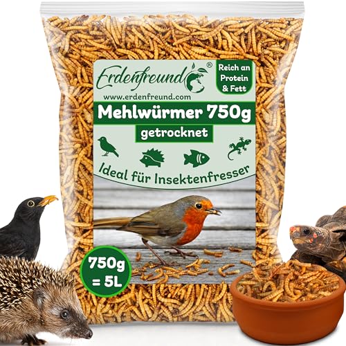 ERDENFREUND® Mehlwürmer getrocknet 100% rein Spitzenqualität naturbelassen schonend getrocknete Mehlwürmer kontrollierte Herstellung Protein & Omega 3 (Premium Mehlwürmer getrocknet) von Erdenfreund