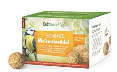 ERDTMANNS - 100 Sommermeisenknödel für Wildvögel ohne Netz I Vielfältige Zusammensetzung I Leichte Nahrungsaufnahme I Sommerliche Alternative I Umweltfreundlich I Große Menge von Erdtmanns