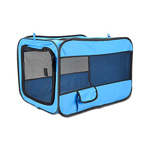 Ergocar faltbar Hundebox für Auto, Hundetransportbox mit Fleece Matte, Bequem und Atmungsaktiv, Tragbare Auto Transportbox für Hund & Katze, Haustiertransportbox für Große Kleine Hunde, Blau von Ergocar