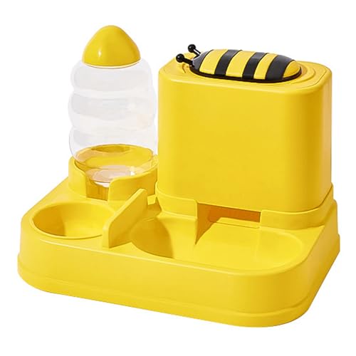 Mangeoirs Et Abreuvoirs Pour Chats, 2 in 1 Biene/Kaktus Haustiere Wasser und Futternapf Set, Gamelle, Chat Accessoire, Kapazität Automatische Katzen-Futterspender Schwerkraft-Futterspender und von Erice