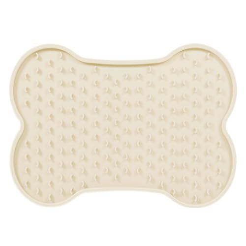 Puppy Lick Mat, Pet Calming Lick Feeding Mat, Silicone Material Bone-Shaped Creative Slow Feed Lick Mat Easy to Clean, Dog Licking Mat for Small and Medium Size Dogs and Various Cats (Beige, L) von Erice