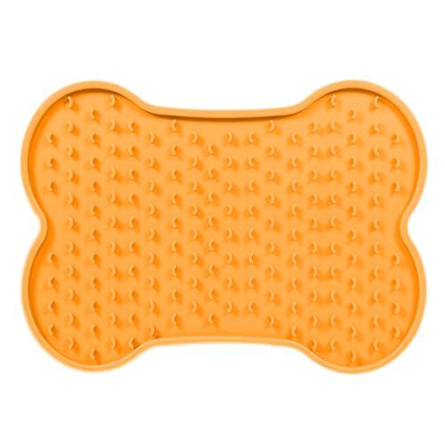 Puppy Lick Mat, Pet Calming Lick Feeding Mat, Silicone Material Bone-Shaped Creative Slow Feed Lick Mat Easy to Clean, Dog Licking Mat for Small and Medium Size Dogs and Various Cats (Orange, L) von Erice