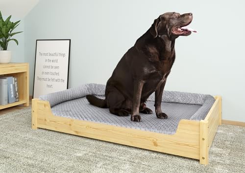 Erst-Holz Hundebett für große Hunde 100x60 Kiefer Tierbett V-30-32-K-100x60, Ausstattung:Rollrost inkl. von Erst-Holz