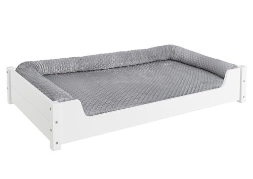 Erst-Holz Hundebett für große Hunde 100x60 Kiefer Tierbett V-30-32-K-100x60, Ausstattung:mit Rollrost. Polster und Matratze von Erst-Holz