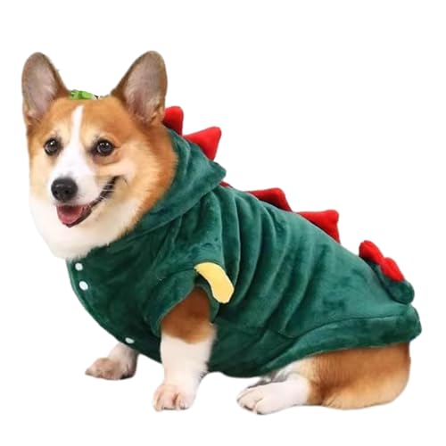 EsEico Haustierkleidung, Hunde-Dinosaurier-Kostüm, Hunde-Katzen-Party-Halloween-Kapuzenpullover, Verwandlungs-Hundeanzug, Haustier-Warm-Samt-Kostüm, Hundepullover, Hundepullover-Mantel für den Winter von EsEico