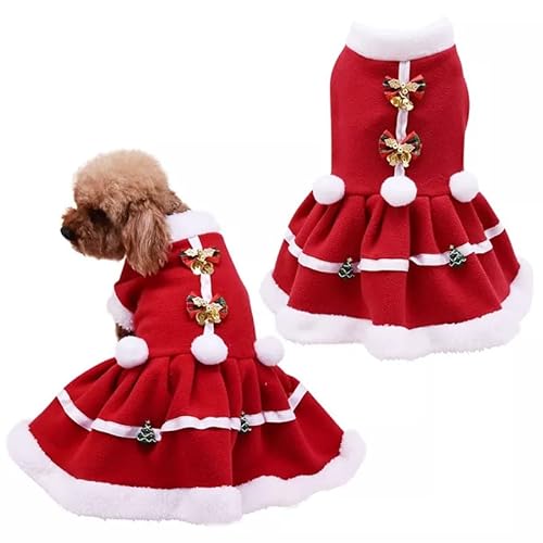 Esakycn Haustier Hund Weihnachten Kleidung Weihnachtsmann Winter Polar Fleece Mantel Weich Atmungsaktiv Warm Rot Kleidung Hund Katze Kostüm Lustiges Kleid Haustier Party Kleidung Anzüge für Kleine von Esakycn