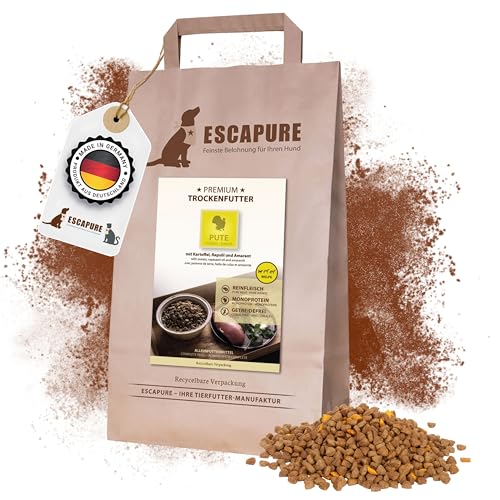 Escapure WELPEN Trockenfutter 1,5kg Beutel PUTE - Hundefutter trocken mit Rapsöl & Amarant - Alleinfuttermittel für Hundebabys getreidefrei - Welpe Hundenahrung mit hohem Fleischanteil von Escapure