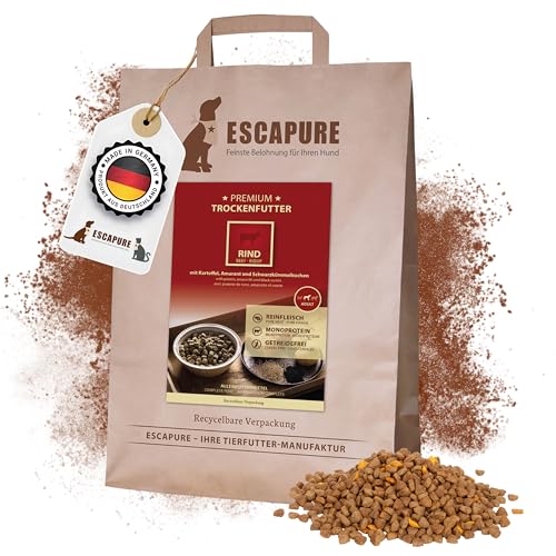 Escapure WELPEN Trockenfutter 1,5kg Beutel RIND - Hundefutter trocken mit Rapsöl & Amarant - Alleinfuttermittel für Hundebabys getreidefrei - Welpe Hundenahrung mit hohem Fleischanteil von Escapure