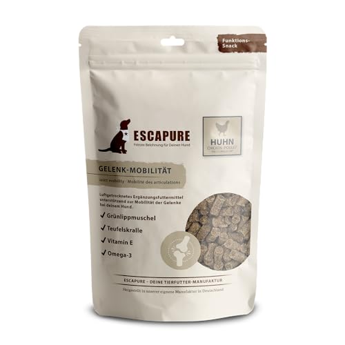 ESCAPURE Gelenk Mobilität - Natürlicher Hähnchenfleisch Snack mit Lachsöl & Teufelskralle für Hunde – Premium Protein Leckerli für mehr Beweglichkeit - Beruhigt & unterstützt die Gelenke (150g) von Escapure