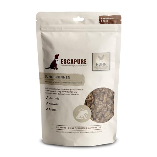 Escapure Hähnchen Jungbrunnen Snack für Hunde – Natürlicher Anti-Aging Snack, 150g – Getreidefrei, unterstützt Vitalität und Wohlbefinden, ideal für ältere Hunde von Escapure