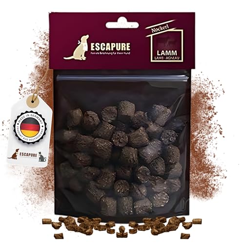 Escapure Hunde Leckerlis Lamm Nockerl 150g in Premium Qualität - Lammfleisch Hundesnack mit 86,5% Muskelfleisch - Trainingssnacks ohne künstliche Zusatzstoffe - Knusper Snack frei von Getreide von Escapure