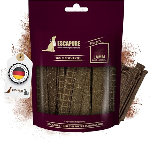 Escapure Hunde Leckerli Beutel | Lamm Stangerl 150g | Lamm Stangerl in Premium Qualität | 98% Muskelfleisch | ohne künstliche Zusatzstoffe und frei von Getreide von Escapure