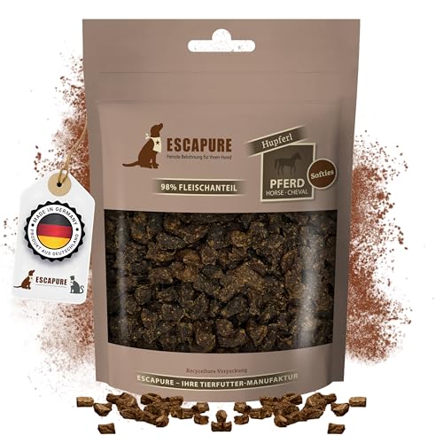 Escapure Hunde Leckerli Softies Pferd Hupferl 150g in Premium Qualität - Pferdefleisch Hundesnack mit 98% Muskelfleisch - Trainingssnacks ohne künstliche Zusatzstoffe - Soft Snack frei von Getreide von Escapure