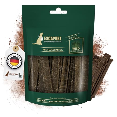 Escapure Hunde Leckerli Beutel | Wild Stangerl 150g | Wild Stangerl in Premium Qualität | 98% Muskelfleisch | ohne künstliche Zusatzstoffe und frei von Getreide von Escapure