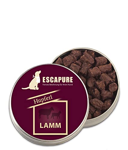 Escapure Hunde Leckerli Dose | Lamm Hupferl 50g | Lamm Hupferl in Premium Qualität | 98% Muskelfleisch | ohne künstliche Zusatzstoffe und frei von Getreide von Escapure